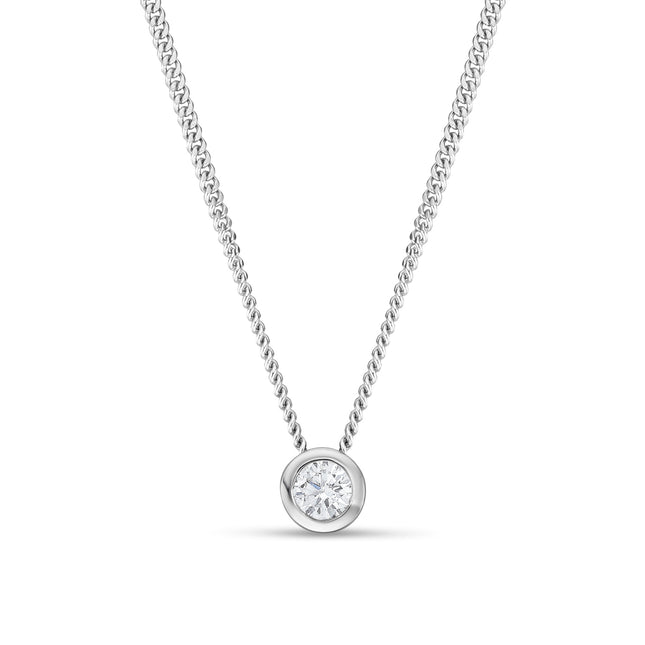 0.10ct Rubover Diamond Pendant in White Gold