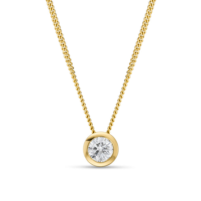 0.20ct Rubover Diamond Pendant in Yellow Gold