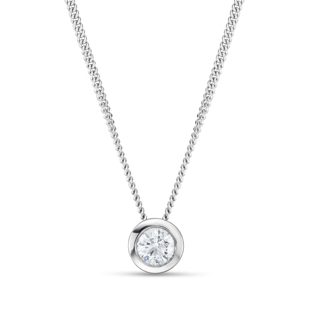 0.20ct Rubover Diamond Pendant in White Gold