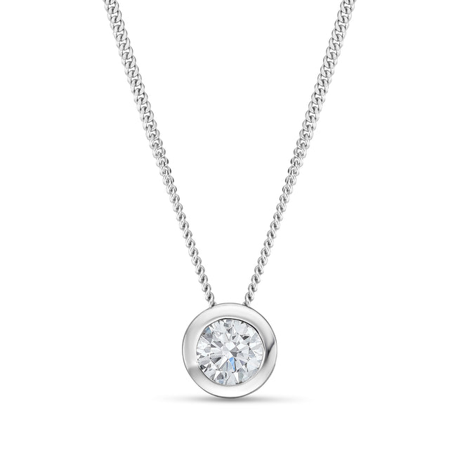 0.30ct Rubover Diamond Pendant in White Gold