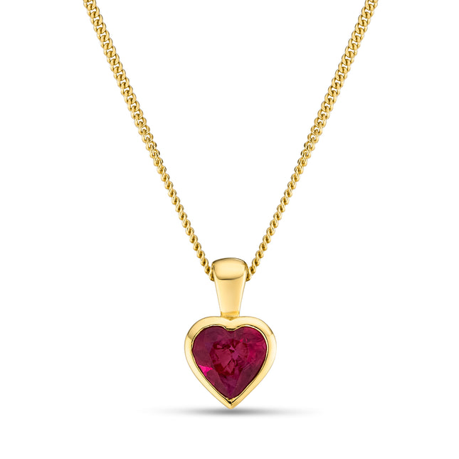 Heart Shape Ruby Pendant in Yellow Gold