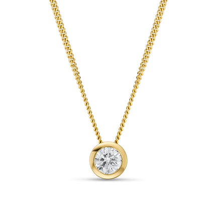 0.20ct Rubover Diamond Pendant in Yellow Gold