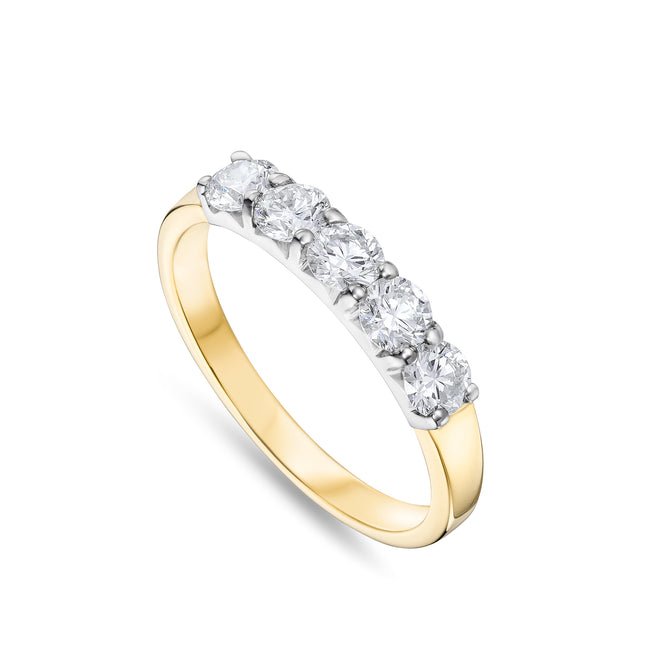 0.75ct 5 Stone Diamond Eternity Ring in 18ct Yellow Gold and Platinum