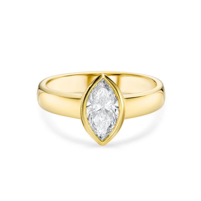 Marquise Cut Diamond Solitaire Ring in Yellow Gold