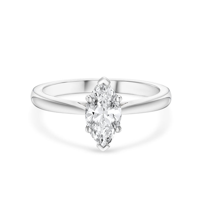 Marquise Cut Diamond Solitaire Ring in Platinum