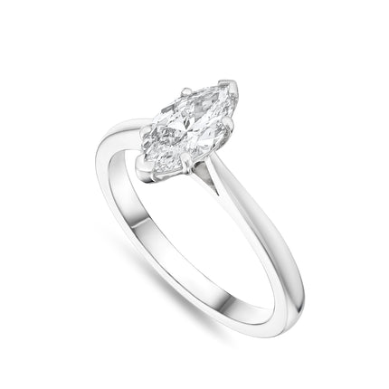 Marquise Cut Diamond Solitaire Ring in Platinum