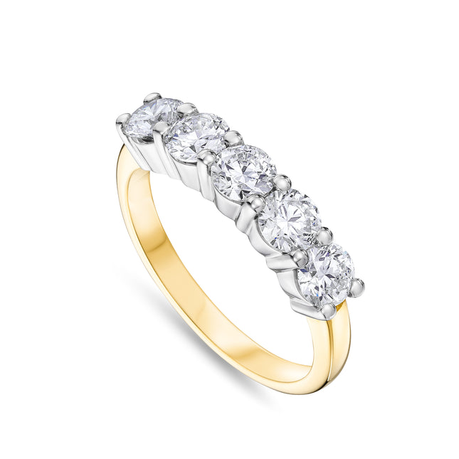 1.5ct 5 Stone Diamond Eternity Ring in 18ct Yellow Gold and Platinum