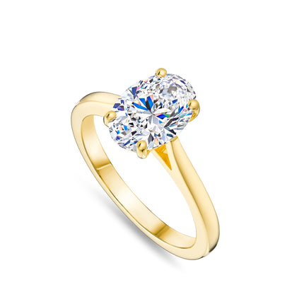 2ct Lab Grown Oval Cut Diamond Ring in Gold and Platinum
