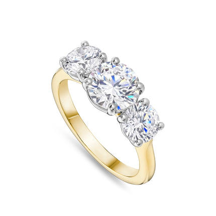 3ct Lab Grown Diamond Trilogy Ring in Gold and Platinum