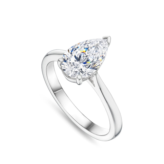 1.50ct Lab Grown Pear Cut Diamond Ring in Platinum