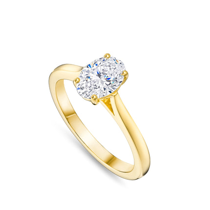 1ct Lab Grown Oval Cut Diamond Ring in Gold