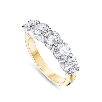 2.5ct 5 Stone Eternity Ring in Yellow Gold and Platinum