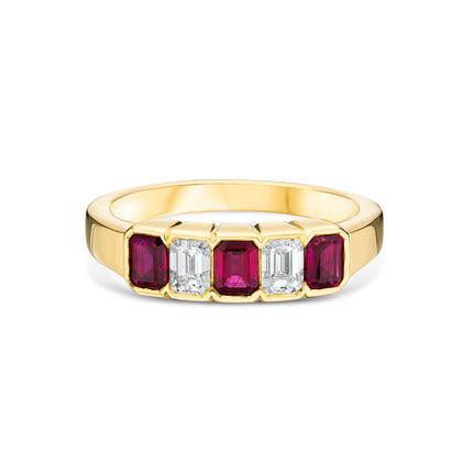 Ruby and Diamond Eternity Ring in Yellow Gold
