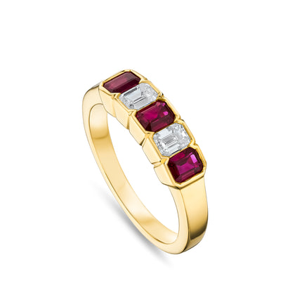Ruby and Diamond Eternity Ring in Yellow Gold