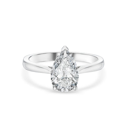 Pear Cut Diamond Solitaire Ring in Platinum
