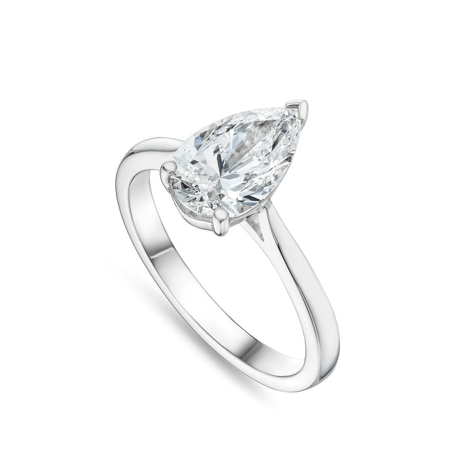 Pear Cut Diamond Solitaire Ring in Platinum
