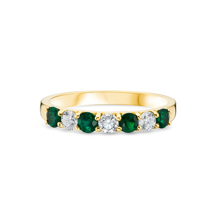 Emerald and Diamond Eternity Ring in Yellow Gold
