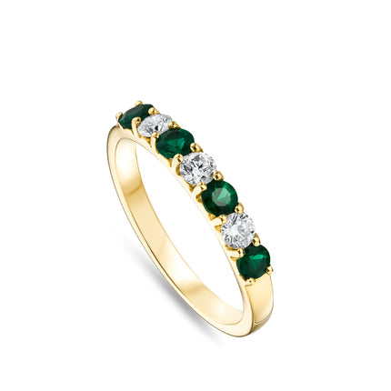 Emerald and Diamond Eternity Ring in Yellow Gold