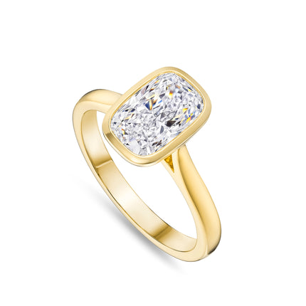 2ct Lab Grown Cushion Cut Diamond Ring in Yellow Gold