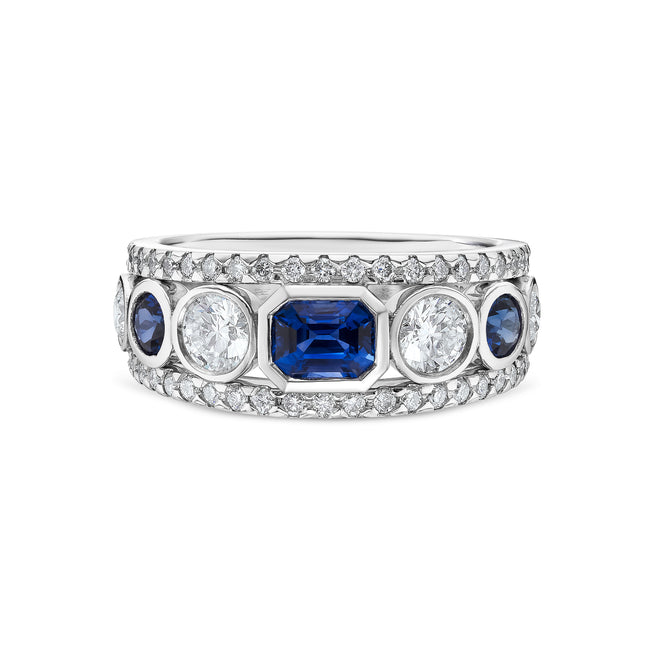 Sapphire and Diamond Statement Ring in Platinum