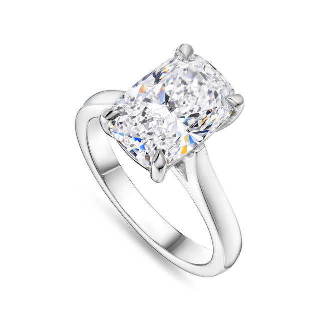 3ct Lab Grown Cushion Cut Diamond Solitaire Ring in Platinum