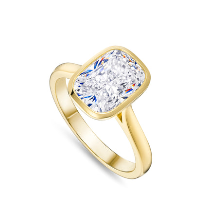 3ct Lab Grown Cushion Cut Diamond Ring in Yellow Gold