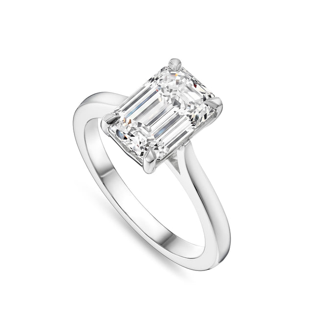 3ct Lab Grown Emerald Cut Diamond Ring in Platinum