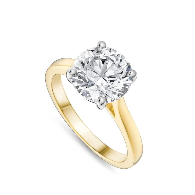 3ct Lab Grown Round Brilliant Cut Diamond Ring in Gold and Platinum