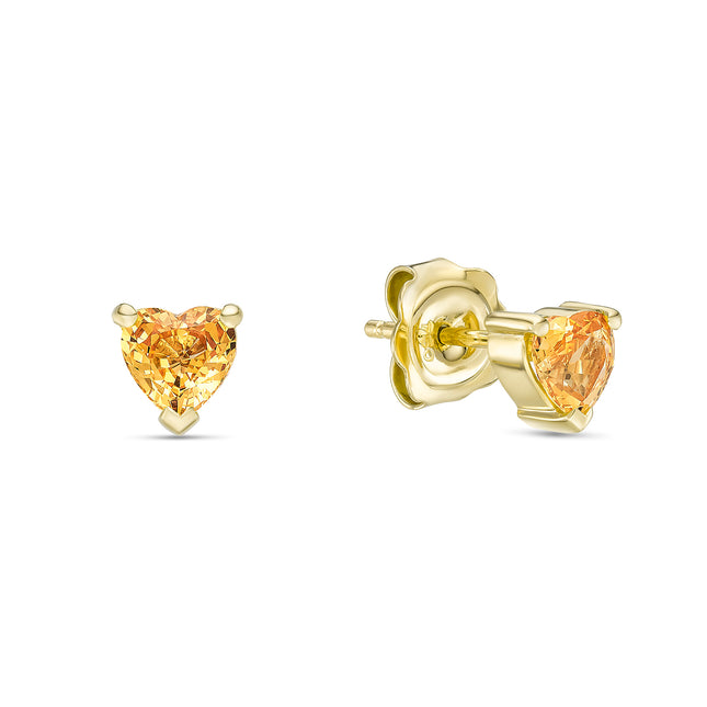 Heart Shape Yellow Sapphire Earrings in Yellow Gold