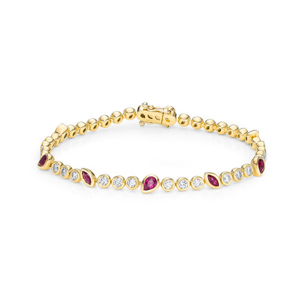 Ruby and Diamond Bracelet in Yellow Gold