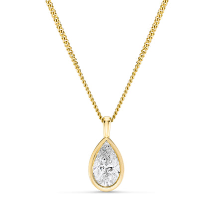 Pear Cut Diamond Pendant in Yellow Gold