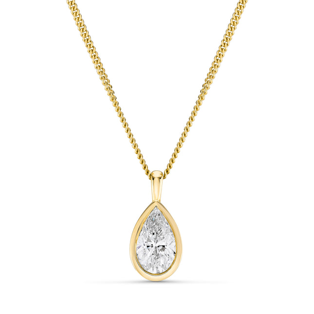 Pear Cut Diamond Pendant in Yellow Gold