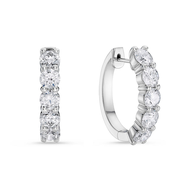 4ct Diamond Hoop Earrings in White Gold