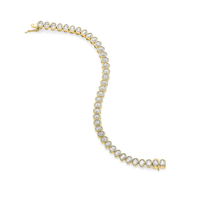 7.26ct Oval Cut Diamond Tennis Bracelet in Yellow Gold