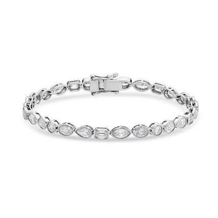 7ct Mixed Cut Lab Grown Diamond Tennis Bracelet in White Gold