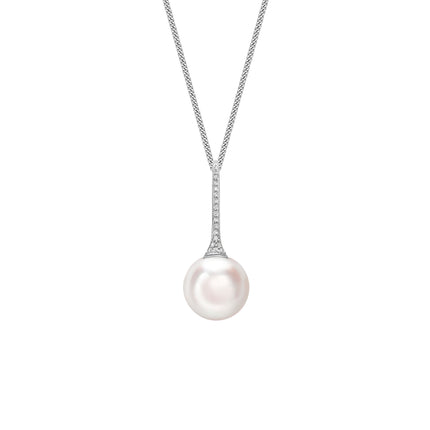 Pearl and Diamond Pendant in White Gold
