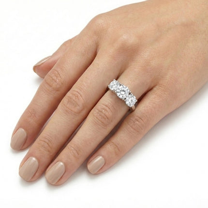 5.01ct Round Brilliant Cut Diamond Trilogy Ring in Platinum
