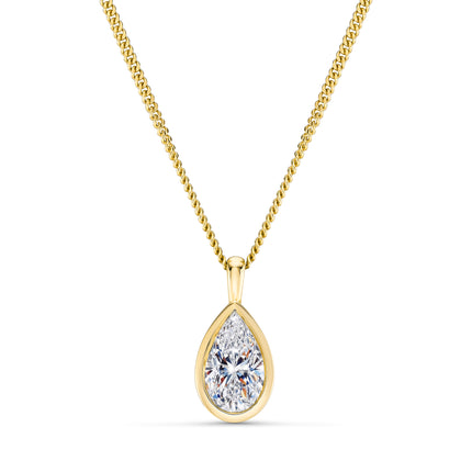 1ct Lab Grown Diamond Pear Cut Pendant in Gold