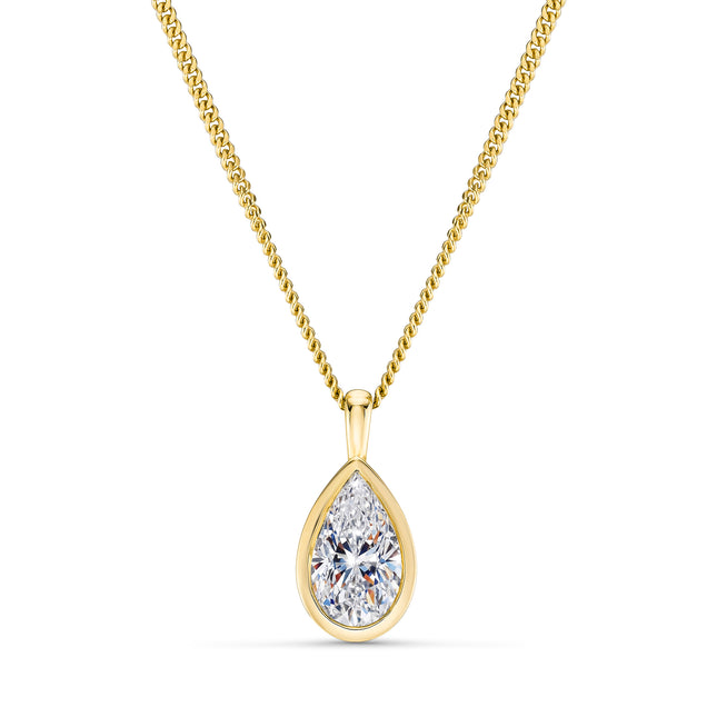 1ct Lab Grown Diamond Pear Cut Pendant in Gold