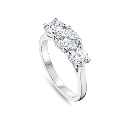 2ct Lab Grown Diamond Trilogy Ring in Platinum