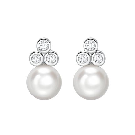 Pearl earrings with white gold and diamond accents.