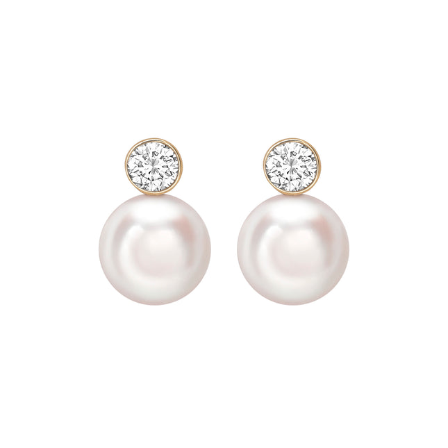 Pearl earrings with diamonds.