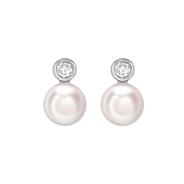 Pearl and diamond earrings