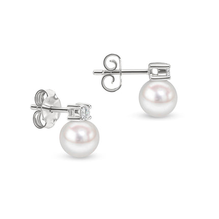 Pearl and diamond earrings