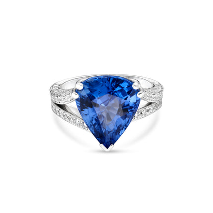 8.63ct Pear Shape Sapphire and Diamond Ring in Platinum